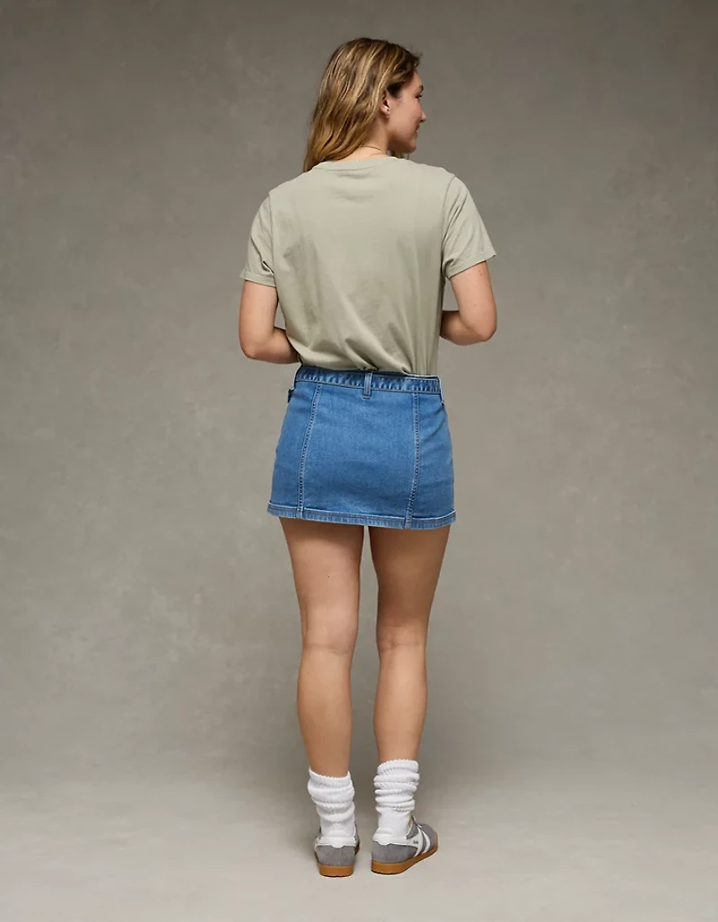Micro jupe-short en denim à taille basse et ceinture Next Level AE
