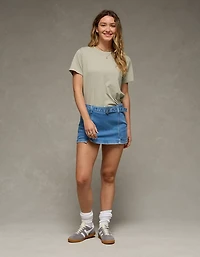 Micro jupe-short en denim à taille basse et ceinture Next Level AE