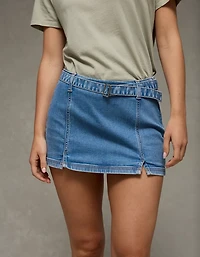 Micro jupe-short en denim à taille basse et ceinture Next Level AE