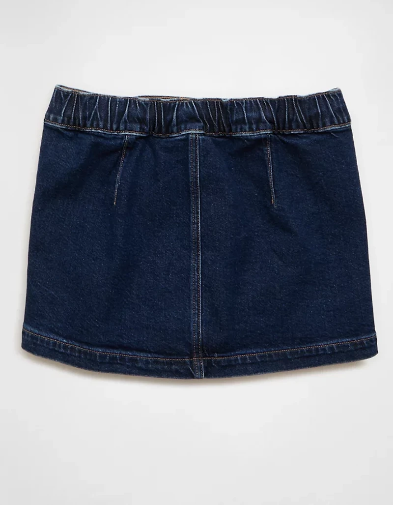 Minijupe trapèze en denim extensible à taille basse AE
