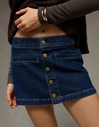Minijupe trapèze en denim extensible à taille basse AE