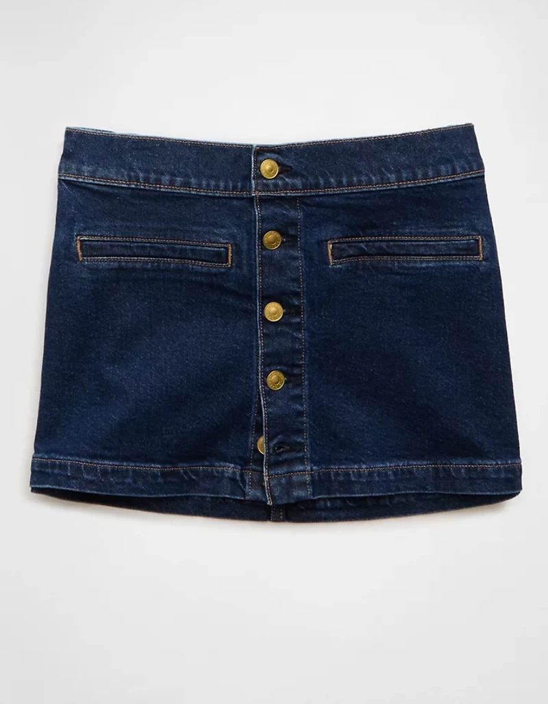 Minijupe trapèze en denim extensible à taille basse AE