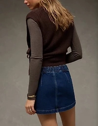 AE Stretch Low-Rise A-Line Denim Mini Skirt