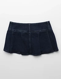 AE Low-Rise Stretch Pleated Denim Micro Skort