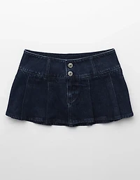 AE Low-Rise Stretch Pleated Denim Micro Skort