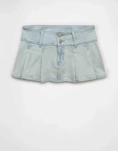AE Super Low-Rise Stretch Perfect Pleated Denim Micro Skort