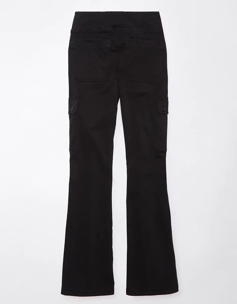 Pantalon cargo à jambe semi-évasée taille haute enfiler extensible AE