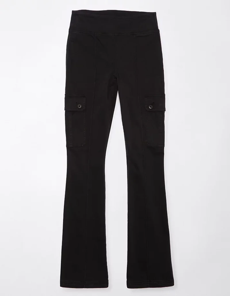 Pantalon cargo à jambe semi-évasée taille haute enfiler extensible AE