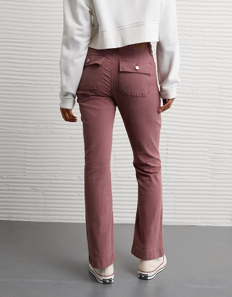 Pantalon à coupe semi-évasée classique extensible taille moyenne AE