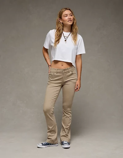 AE Stretch Low-Rise Kick Bootcut Khaki Pant