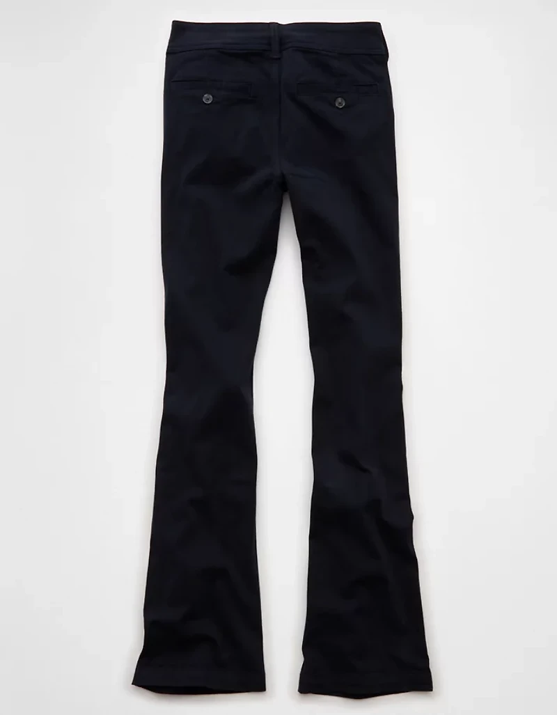 Pantalon kaki à jambe semi-évasée et taille basse extensible AE