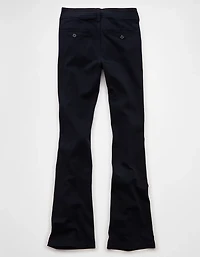 Pantalon kaki à jambe semi-évasée et taille basse extensible AE