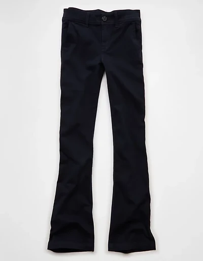 Pantalon kaki à jambe semi-évasée et taille basse extensible AE