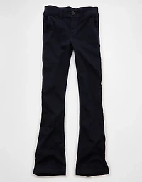 Pantalon kaki à jambe semi-évasée et taille basse extensible AE
