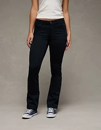 Pantalon kaki à jambe semi-évasée et taille basse extensible AE