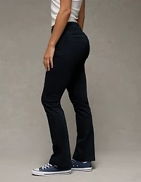 Pantalon kaki à jambe semi-évasée et taille basse extensible AE