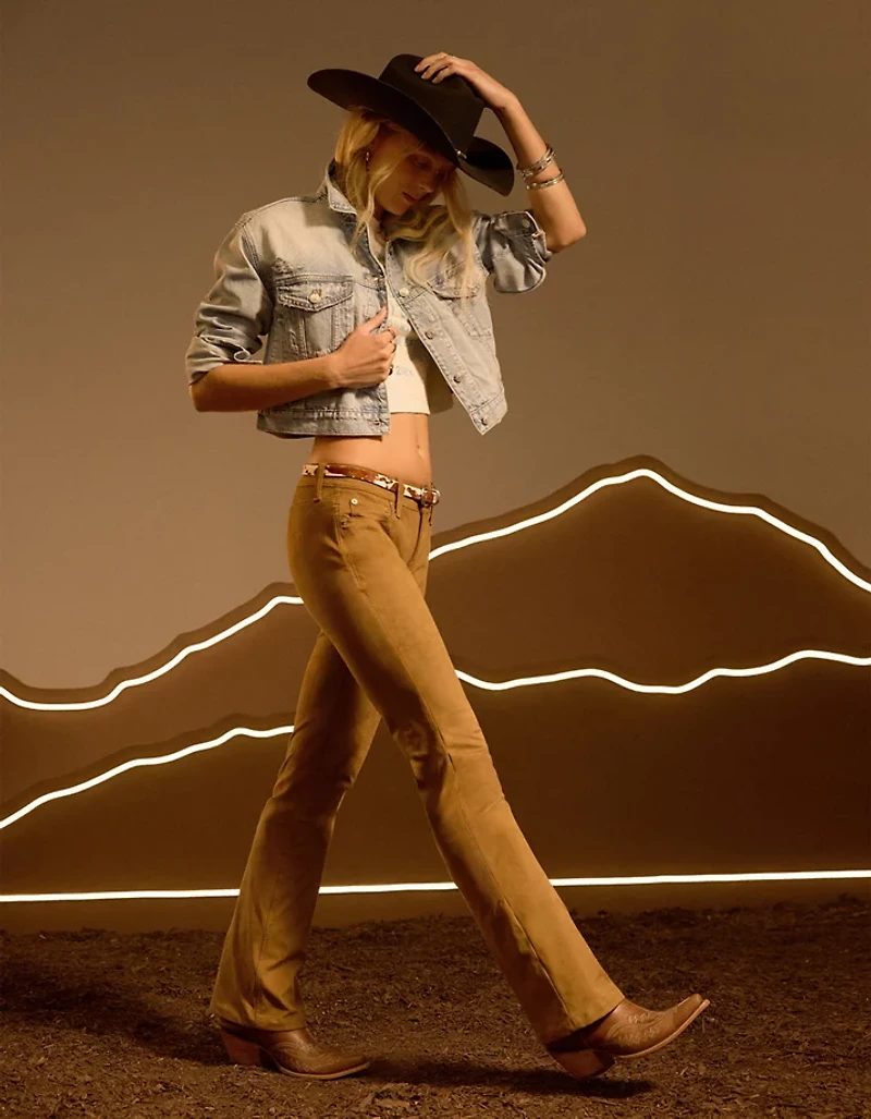 AE Vegan Suede Stretch Super Low-Rise Kick Bootcut Pant