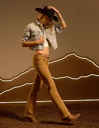 AE Vegan Suede Stretch Super Low-Rise Kick Bootcut Pant