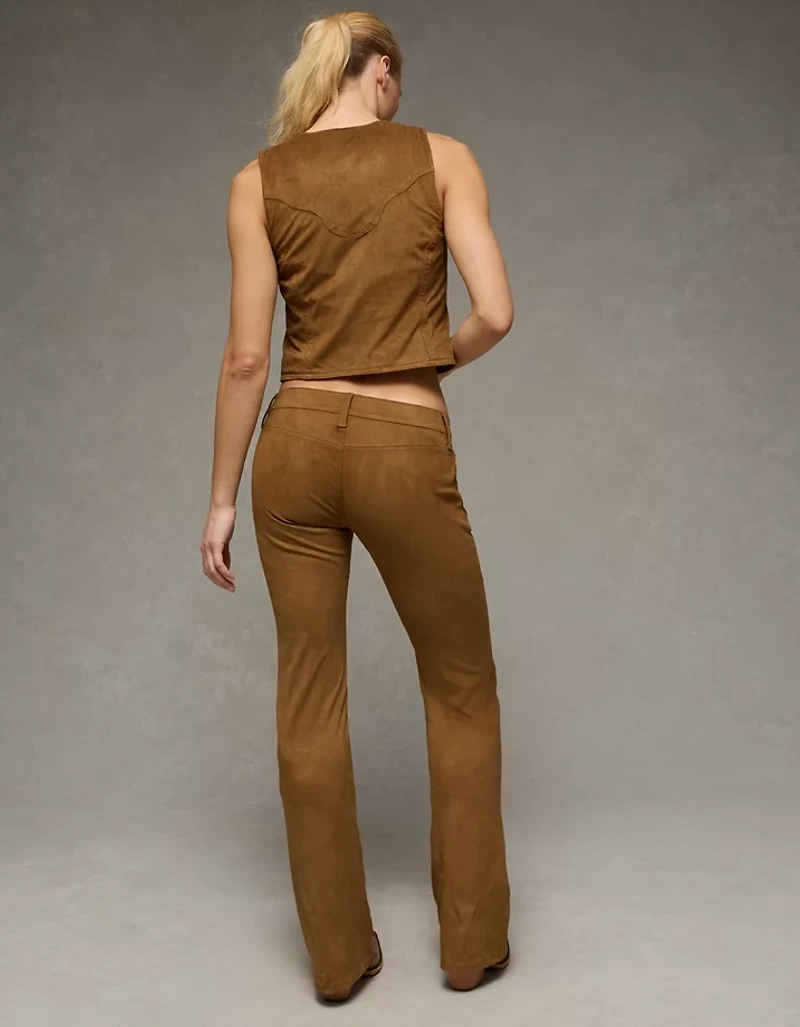 AE Vegan Suede Stretch Super Low-Rise Kick Bootcut Pant