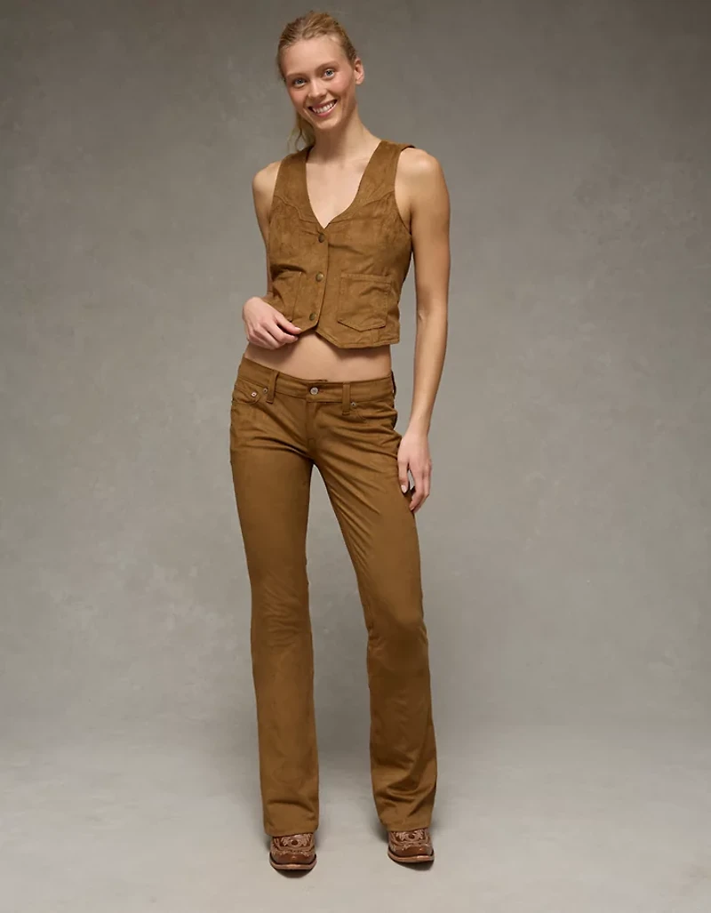 AE Vegan Suede Stretch Super Low-Rise Kick Bootcut Pant