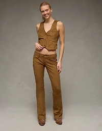AE Vegan Suede Stretch Super Low-Rise Kick Bootcut Pant