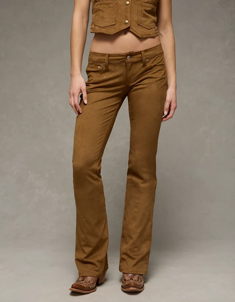 AE Vegan Suede Stretch Super Low-Rise Kick Bootcut Pant