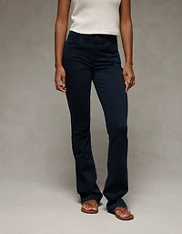 Pantalon kaki à jambe semi-évasée taille très haute en rondeur AE