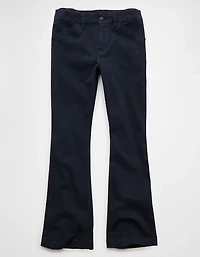 Pantalon kaki à jambe semi-évasée et taille basse en rondeur AE