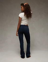 Pantalon kaki à jambe semi-évasée taille très haute en rondeur AE