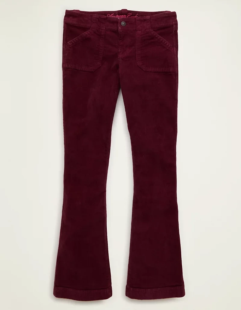 AE Pantalon à jambe semi-évasée en velours côtelé taille très basse