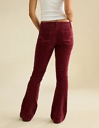 AE Pantalon à jambe semi-évasée en velours côtelé taille très basse