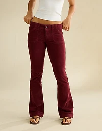 AE Pantalon à jambe semi-évasée en velours côtelé taille très basse