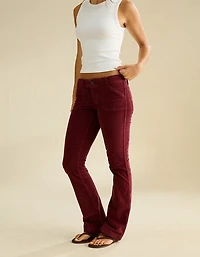 AE Pantalon à jambe semi-évasée en velours côtelé taille très basse