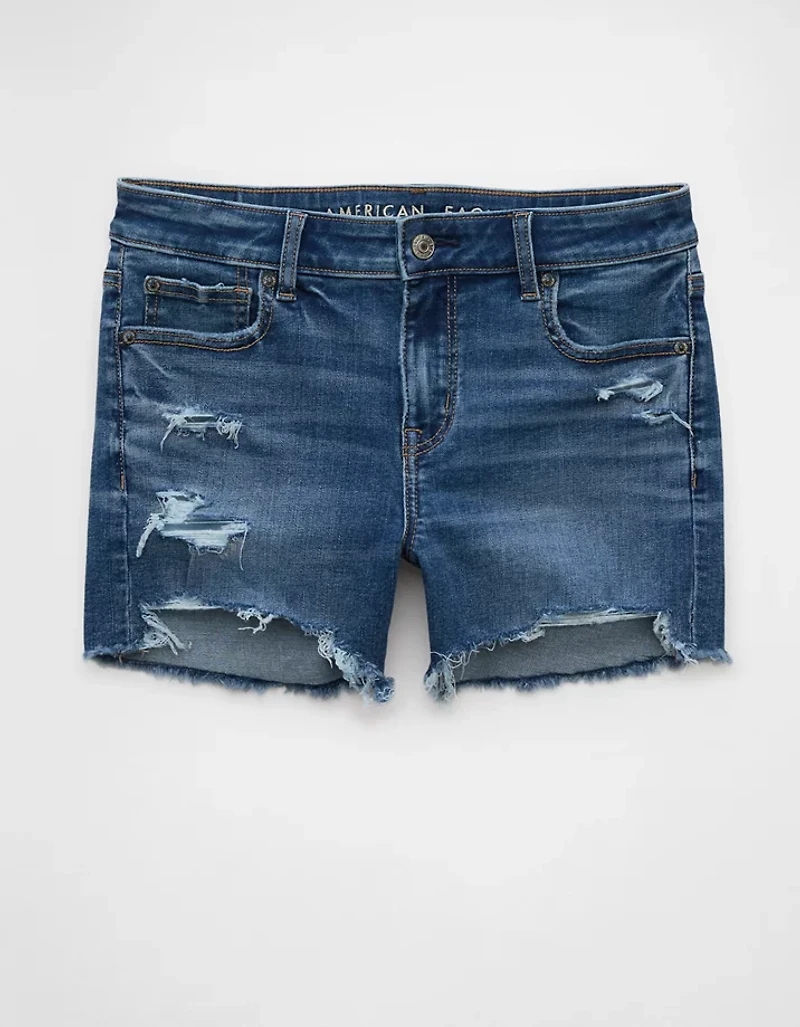 AE Next Level Ripped Low-Rise Denim Midi Short