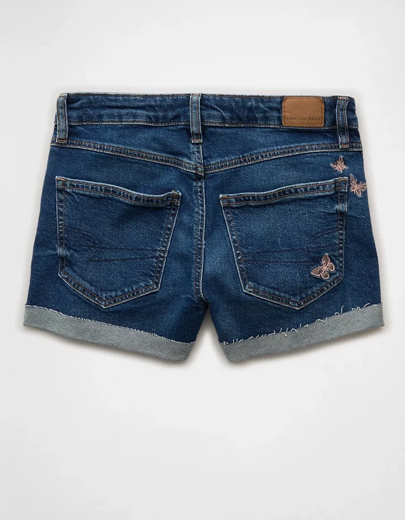 Short en denim mi-long parfait à taille basse et extensible AE