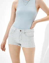 Short court en denim à rayures taille haute AE