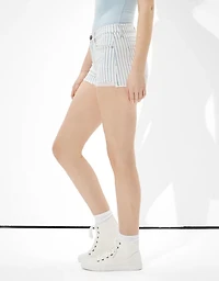 Short court en denim à rayures taille haute AE