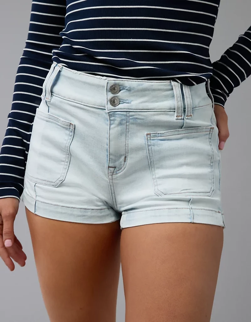 Short court déchiré à taille haute en denim Next Level AE
