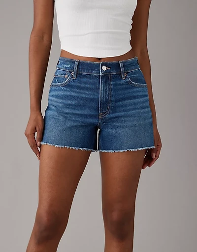 Short décontracté à taille très haute en denim extensible et rigide AE