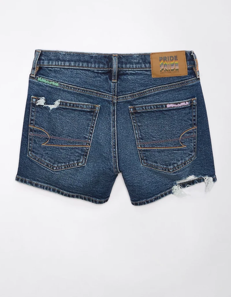 Short décontracté déchiré à taille très haute en denim extensible et rigide Fierté AE