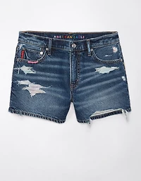 Short décontracté déchiré à taille très haute en denim extensible et rigide Fierté AE