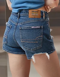 Short décontracté déchiré à taille très haute en denim extensible et rigide Fierté AE