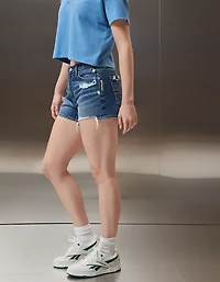 Short décontracté déchiré à taille très haute en denim extensible et rigide Fierté AE