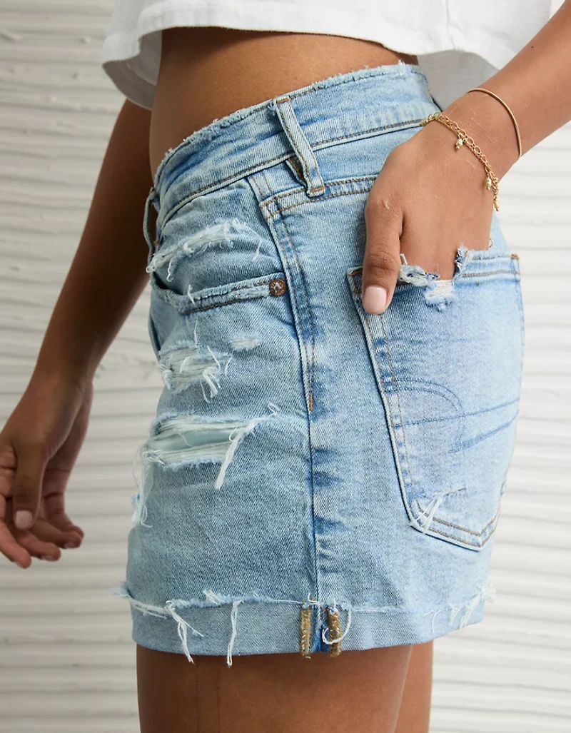 AE Strigid Super High-Waisted Ripped Relaxed Denim Short