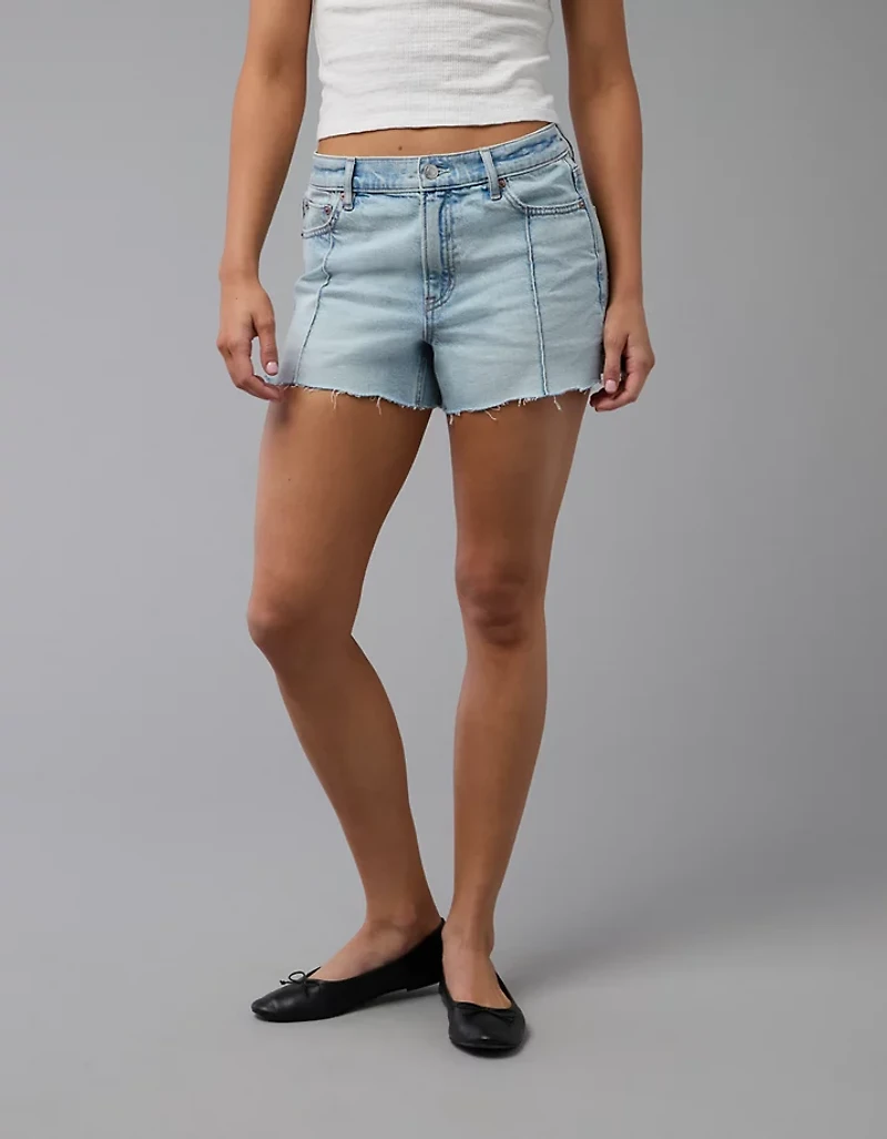Short décontracté à taille très haute en denim extensible et rigide AE