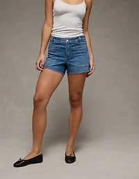 Short décontracté à taille très haute en denim extensible et rigide AE