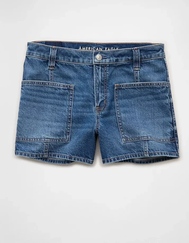 Short décontracté à taille très haute en denim extensible et rigide AE