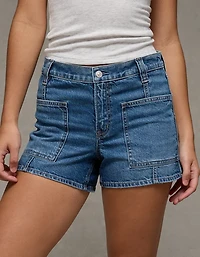 Short décontracté à taille très haute en denim extensible et rigide AE