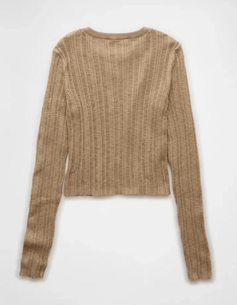 AE Ribbed Crew Neck Cardigan