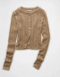 AE Ribbed Crew Neck Cardigan